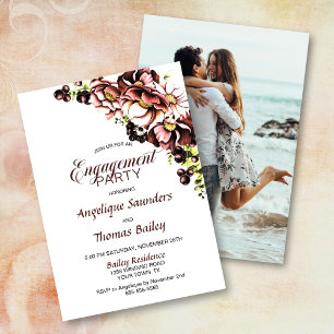 Invitation Photo personnalisée Rustic Fall Floral Engagement