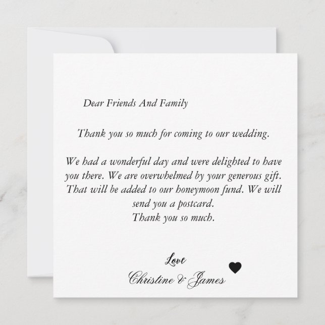 Invitation Photo personnalisée simple et texte de calligraphi (Dos)