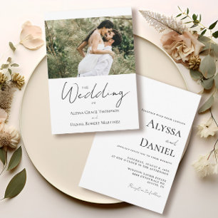 Invitation Photo personnalisée simple Mariage noir et blanc