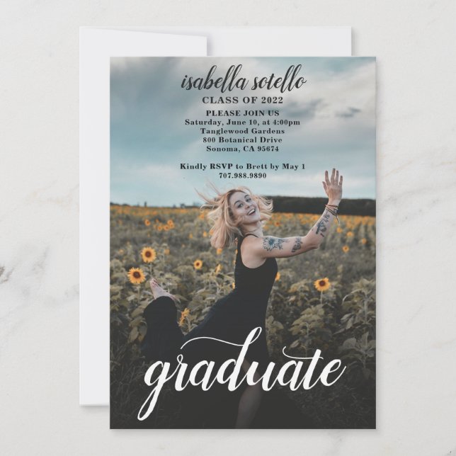 Invitation Photo Personnalisée Sunflower Floral Graduation Pa (Devant)