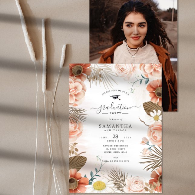 Invitation Photo personnalisée Terracotta Boho Graduation Par (Créateur téléchargé)