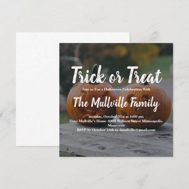 Invitation Photo personnalisée Tricoter ou traiter l'Hallowee (Devant / Derrière)