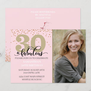 Invitation Photo Pink Gold 30 et fabuleuse fête d'anniversair