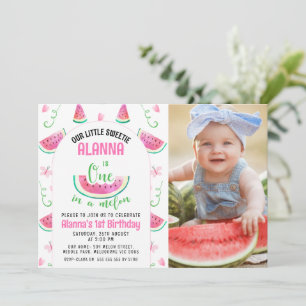 Invitation Photo Pink One In A Melon 1er Anniversaire