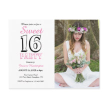 Invitation photo pour 16 ans rose - Invitation pou