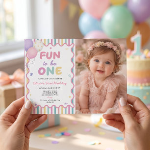 Invitation photo pour 1er anniversaire de fille Fu
