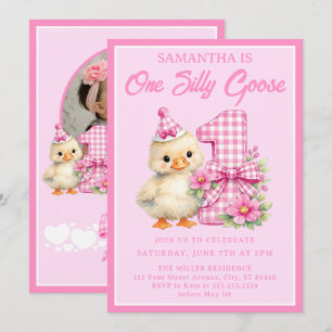 Invitation photo pour 1er anniversaire Silly Goose