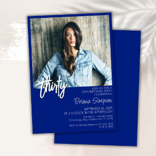 Invitation photo pour 30e anniversaire bleu royal