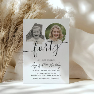 Invitation photo pour 40e anniversaire minimaliste