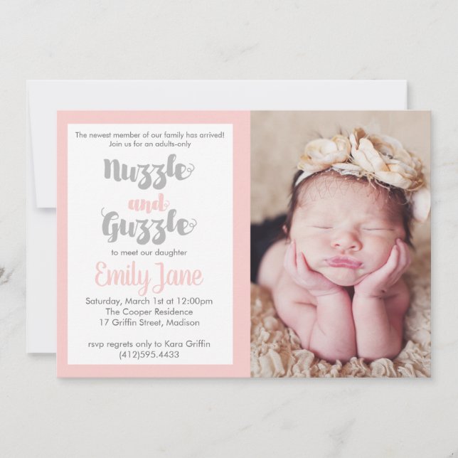 Invitation photo pour bébés Nuzzle et Guzzle II (Devant)
