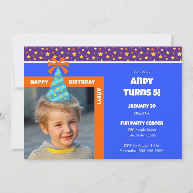 Invitation Photo pour enfant personnalisée Joyeux anniversair (Devant)