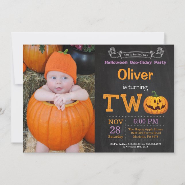 Invitation photo pour la fête d'Halloween du 2e an (Devant)