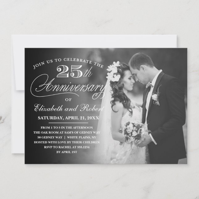Invitation photo pour la fête du 25e anniversaire  (Devant)