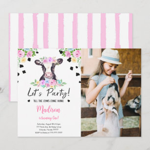 Invitation photo pour l'anniversaire de la vache n