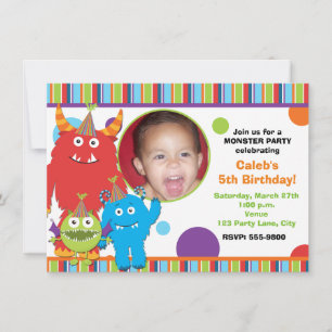 Invitation photo pour l'anniversaire de monstres m