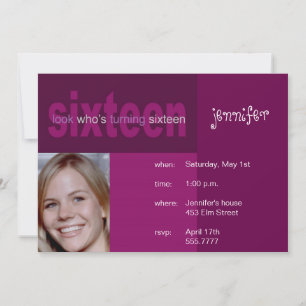 Invitation photo pour le 16e anniversaire