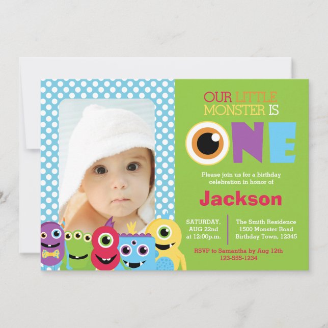 Invitation photo pour le premier anniversaire de L (Devant)