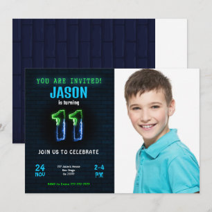 Invitation photo pour les 11 ans d'un garçon