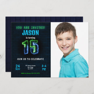 Invitation photo pour les 15 ans d'un garçon