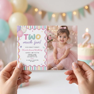 Invitation photo pour les 2 ans de fille trop amus