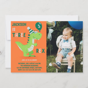 Invitation photo pour les 3 ans de Dinosaur Three 