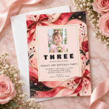 Invitation photo pour les 3 ans de votre fille en