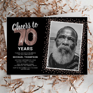 Invitation photo pour les 70 ans Black Rose Gold