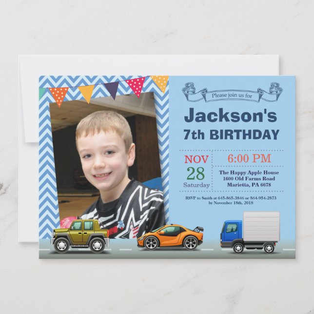 Invitation photo pour un camion de transport autom (Devant)
