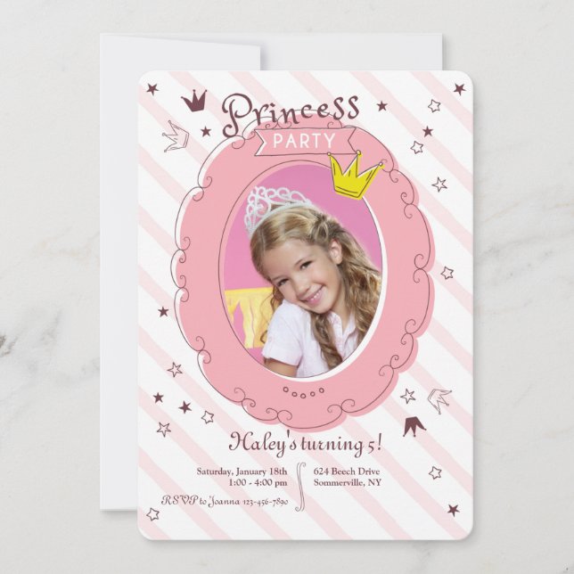 Invitation Photo pour une Fête de Princesse (Devant)