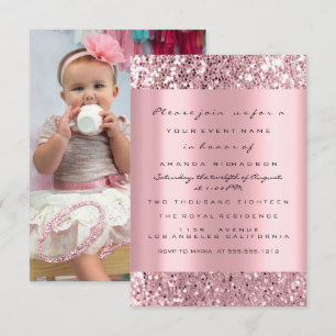 Invitation Photo Premier anniversaire Parties scintillant Ros