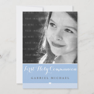 Invitation PHOTO PREMIER SAINT COMMUNION beau type bleu