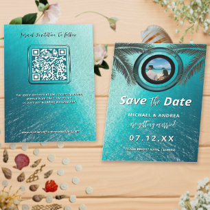 Invitation Photo QR Code Beach Wedding Modern Enregistrer l