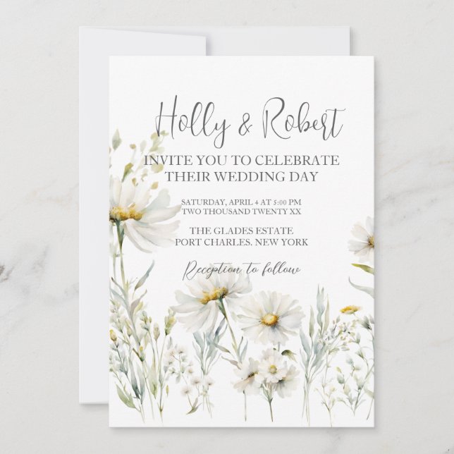 Invitation Photo QR Code Daisy Mariage (Devant)