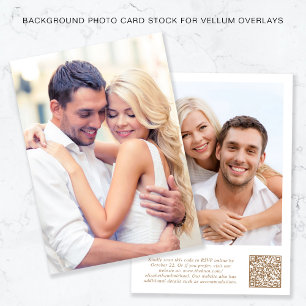 Invitation Photo QR Code Gold White Arrière - plan Vellum Ove