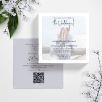 Photo QR Code RSVP Online Elegant Bleu clair