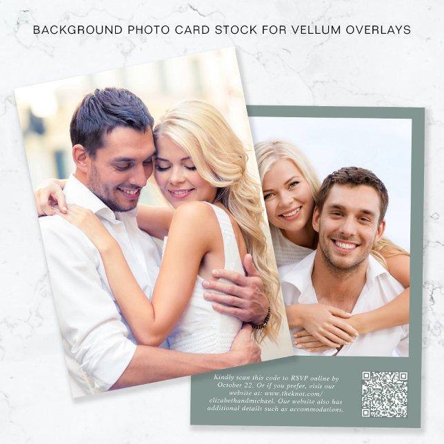 Invitation Photo QR Code Sage Green Arrière - plan Vellum Ove (Créateur téléchargé)