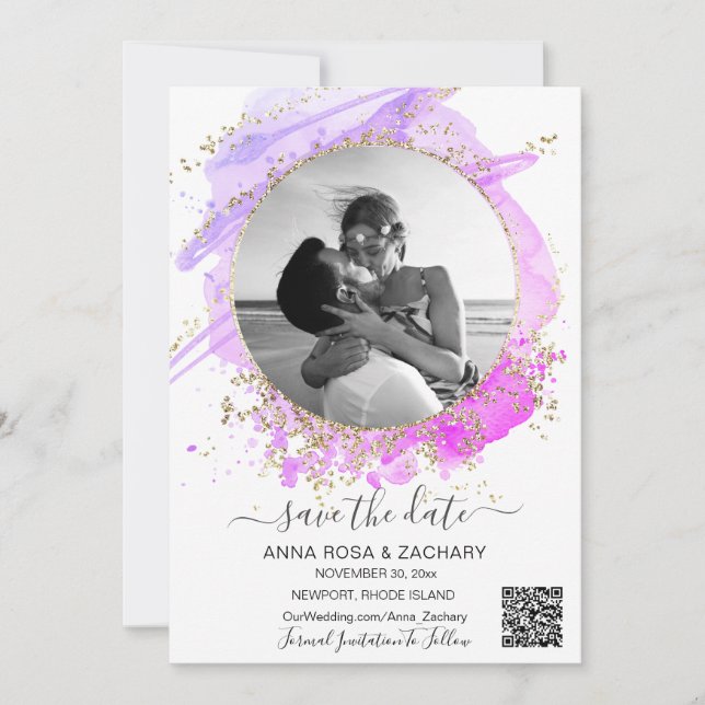 Invitation *~* Photo QR MARIAGE ENREGISTRER LA DATE Site Web  (Devant)