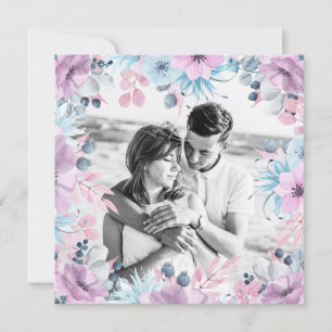 Invitation *~* PHOTO QR RSVP Mariage de cadre floral AR12