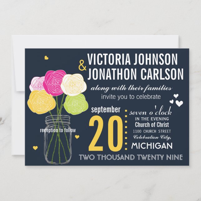 Invitation Photo Ranunculus Typographie Rose Mariage moderne (Devant)