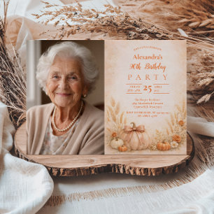 Invitation Photo Récolte Automnale Florale 90e Anniversaire