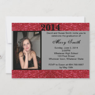 Invitation Photo Red Parties scintillant Graduation Invitatio