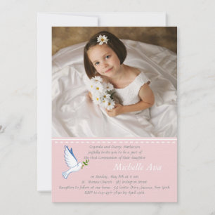 Invitation photo religieuse Dove Pink