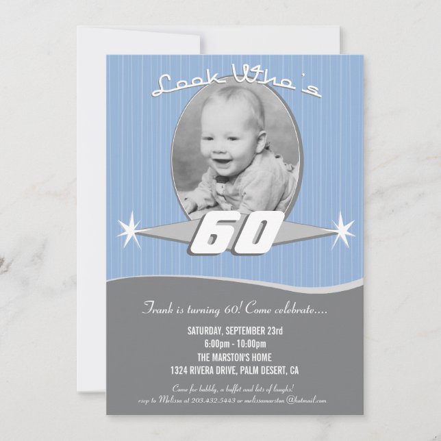 Invitation photo Retro Milestone Anniversaire (Devant)