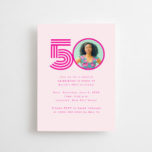 Invitation Photo Rétro Vibrant Moderne pour les 50 Ans de Mar