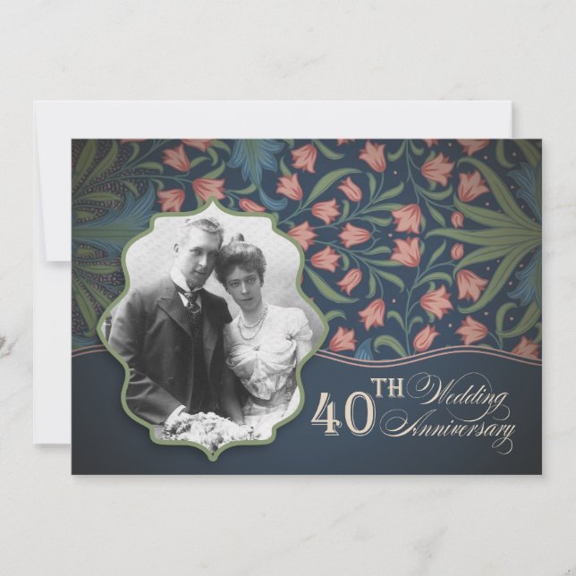 Invitation photo romantique du 40e anniversaire (Devant)