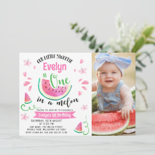 Invitation Photo Rose Cute Un Dans Un Melon 1er Anniversaire