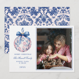 Invitation Photo rose et bleu grand-millénaire de l'ornement