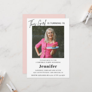 Invitation Photo rose moderne élégant 78e anniversaire