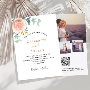 Invitation Photo rose or floral photo QR RSVP mariage
