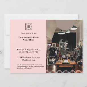 Invitation Photo Rose Pâle   Événement Commercial Moderne Sim